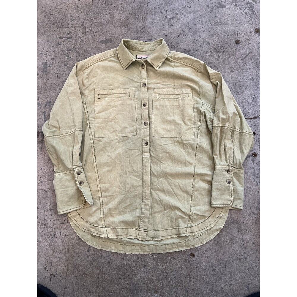 We The Free People‎ Size XS Baby Green Two Pocket Buttondown Shirt Top